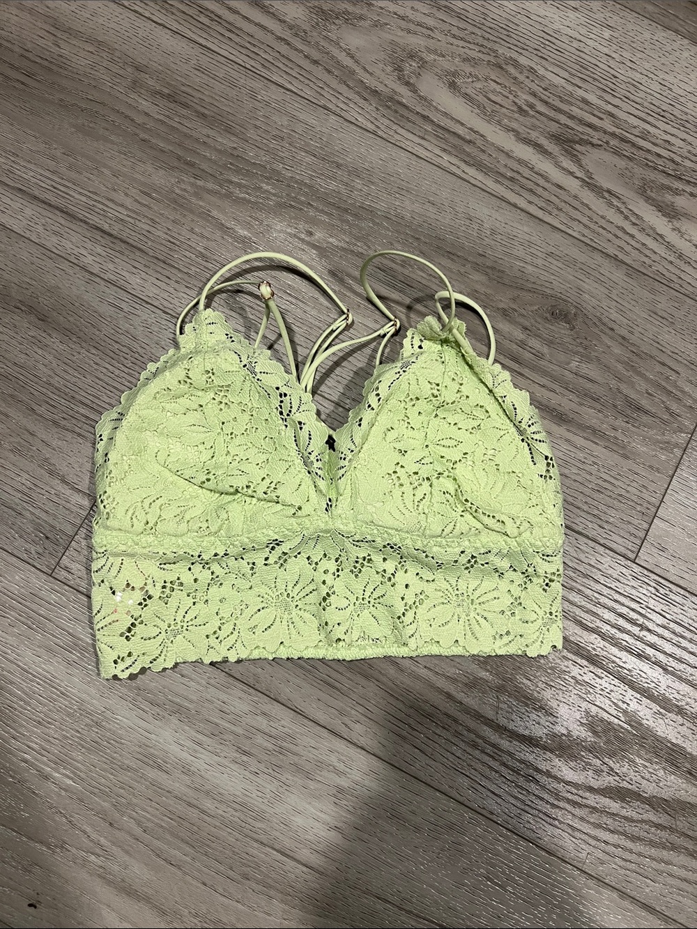 PINK Victoria's Secret Light Green Lace Smocked Bralette